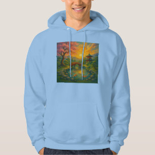 Japanse Zen Tuin Zonsondergang Hoodie