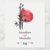 Japanse zon en Bamboe Wedding Wijn Etiket (Enkel label)