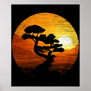 Japanse zonnestische Natuur Japan Bonsai - boom Poster