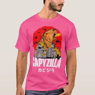 Japanse zonsondergang Capyzilla Grappige Capybara T-shirt