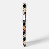 Japanse Zwarte Bloempatroon met Monogram Case-Mate iPhone Case (Achterkant / Rechts)