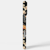 Japanse Zwarte Bloempatroon met Monogram Case-Mate iPhone Case (Achterkant / Rechts)