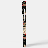 Japanse Zwarte Bloempatroon met Monogram Case-Mate iPhone Case (Achterkant / Links)