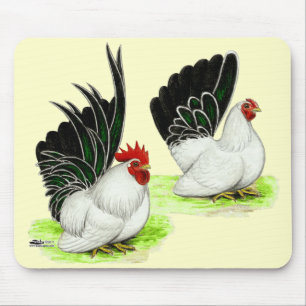 Japanse zwarte witte bantams muismat