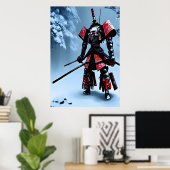 Japeses Mech Samurai | AI Art Poster (Thuiskantoor)