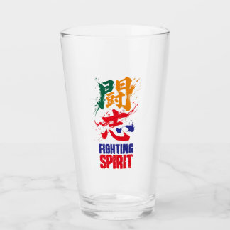 Japnese kanji -Fighting Sprit- 「闘志」Calligraphy art Glas