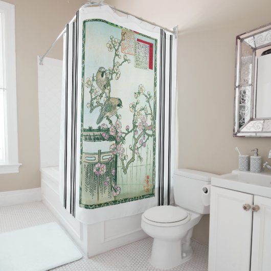 Japon Bairei Jay Birds Plum Blossom Shotain rideau (En situation)
