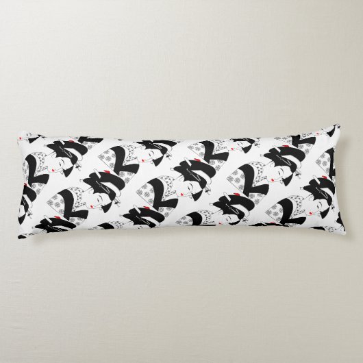 Japon Belle femme Geisha Coussin noir blanc (Dos)