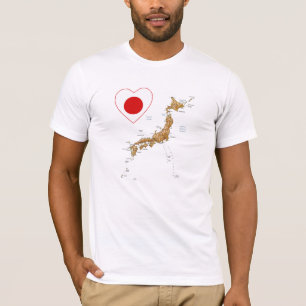 Japon - Coeur du drapeau et T-shirt