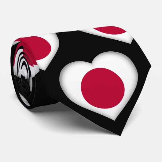 Japon Drapeau couleurs Motif de coeur Cravate (Roulé)