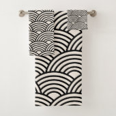 Japon Vague Seigaiha Noir Et Crème Blanc (En situation)