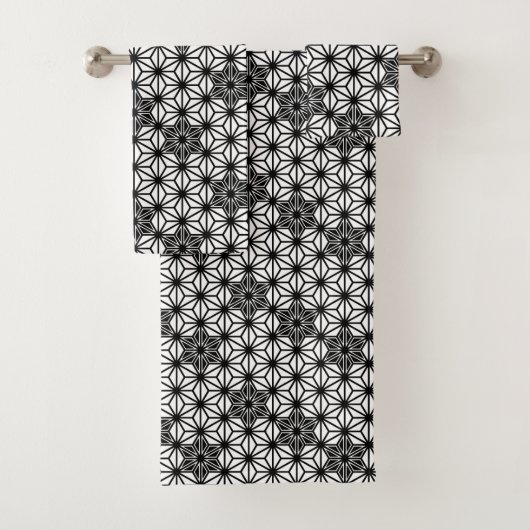 Japonais Asanoha ou Star Motif - blanc et noir (En situation)