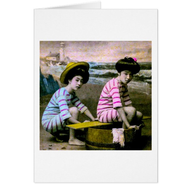 Japonais baignant les bébés vintages de plage de (Devant)