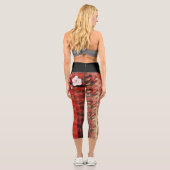 Japonais grue soleil Japon sakura rouge Leggings c (Verso)