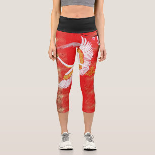 Japonais grue soleil Japon sakura rouge Leggings c