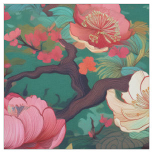 Japonais Kimono style turquoise tissu de pivoine m