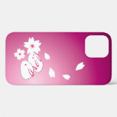 Japonais lapins de neige et Sakura iPhone 12 Coque (Verso (horizontal))