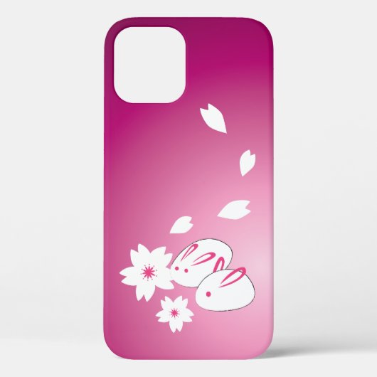Japonais lapins de neige et Sakura iPhone 12 Coque (Verso)