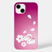Japonais lapins de neige et Sakura iPhone 14 Coque (Verso)