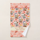 Japonais Lucky Chat Kimono Peach Pink Koi Carp (Serviette à main)