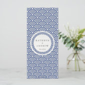 Japonais Seigaiha Waves Elegant Beach Wedding Menu (Debout devant)