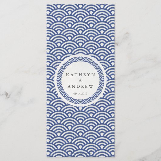 Japonais Seigaiha Waves Elegant Beach Wedding Menu (Devant)