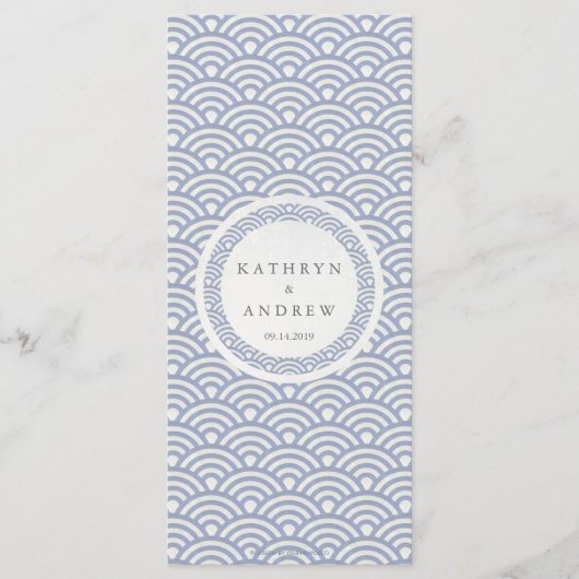 Japonais Seigaiha Waves Elegant Beach Wedding Menu (Devant)