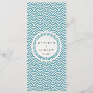 Japonais Seigaiha Waves Elegant Beach Wedding Menu