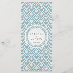 Japonais Seigaiha Waves Elegant Beach Wedding Menu