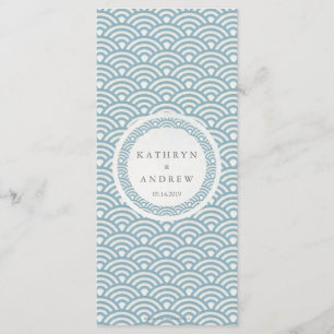 Japonais Seigaiha Waves Elegant Beach Wedding Menu