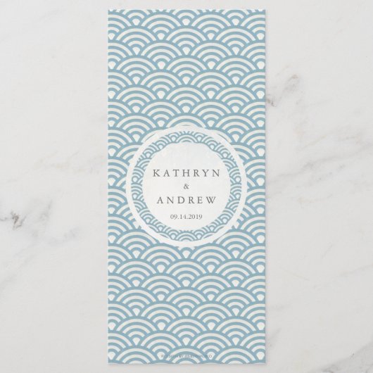 Japonais Seigaiha Waves Elegant Beach Wedding Menu (Devant)