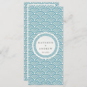 Japonais Seigaiha Waves Elegant Beach Wedding Menu (Devant / Derrière)