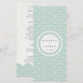 Japonais Seigaiha Waves Elegant Beach Wedding Menu (Devant / Derrière)
