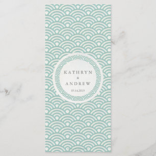 Japonais Seigaiha Waves Elegant Beach Wedding Menu