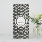 Japonais Seigaiha Waves Elegant Beach Wedding Menu (Debout devant)