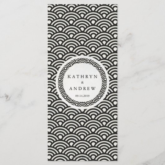 Japonais Seigaiha Waves Elegant Beach Wedding Menu (Devant)