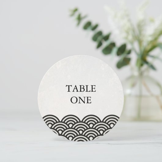 Japonais Seigha Stylisé Vagues Numéro de table ron (Debout devant)
