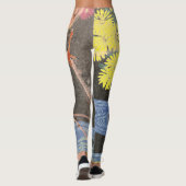 JAPONAIS WOODBLOCK IMPRIMER Leggings OISEAU ET FLU (Dos)