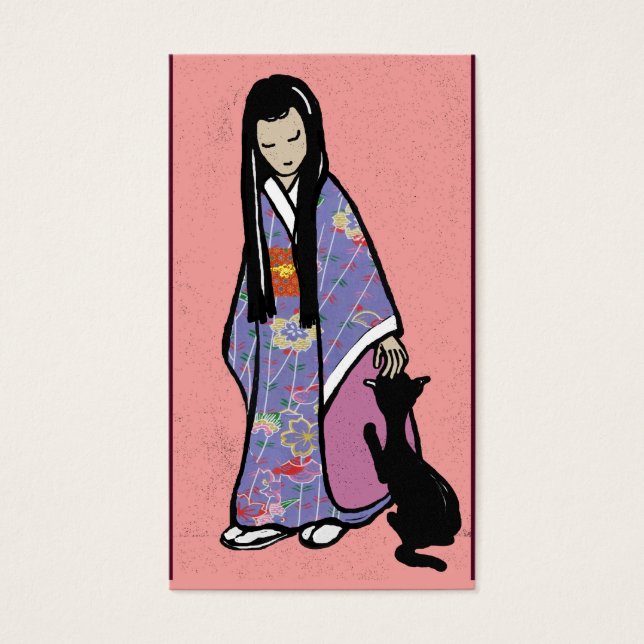 Japonaise fille et chat (Devant)