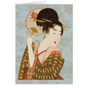 Japonaise vintage Geisha Girl en Kimono avec venti