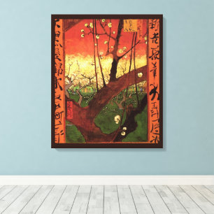 Japonisme: Bloeiende pruimenboom door Vincent van Canvas Afdruk