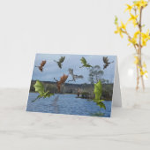 J'appelle la carte d'anniversaire de dragons (Fleur jaune)