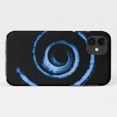J'appelle spirale bleue sur coque noir (Dos (Horizontal))