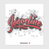 Jaqueline red heart graffiti Autocollants (Feuille)