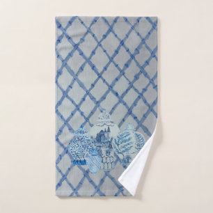 Jar Bleu et blanc de Trellis Canne