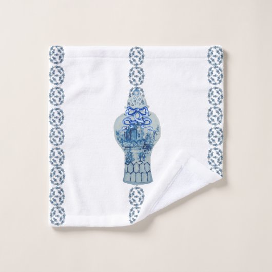 Jar de gingembre bleu et blanc rayé (Gant de toilette)