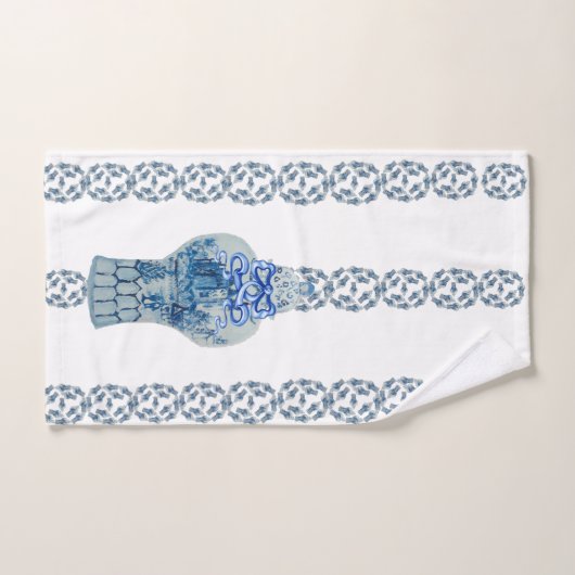 Jar de gingembre bleu et blanc rayé (Serviette à main)