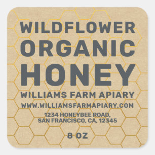 Jar de miel moderne Étiquette Honeybee Apiary Kraf