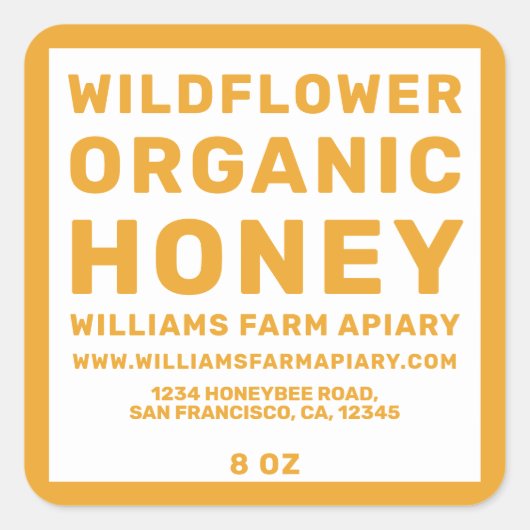 Jar de miel moderne Étiquette Honeybee Apière Jaun (Devant)
