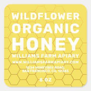Jar de miel moderne Étiquette Honeybee Apière Jaun